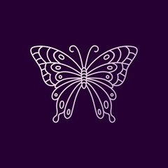 butterfly monoline logo vector icon illustration