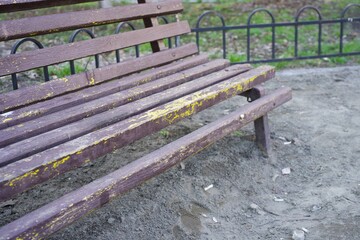 Macro View Of An Old Wooden Bench Texture . High quality photo