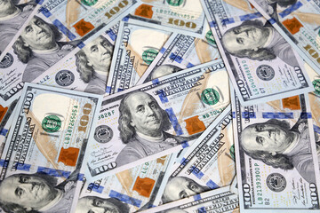 US dollars bills, paper currency for background. Concept of american and global economy, exchange rate