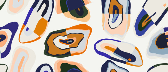 Abstract hand drawn contemporary abstract print. Creative collage seamless pattern. Fashionable template for design.