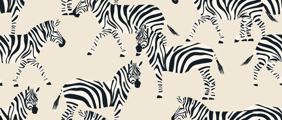 Hand drawn abstract striped zebra pattern. Collage contemporary seamless pattern. Fashionable template for design.