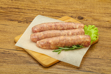 Raw pork meat sausages for grill