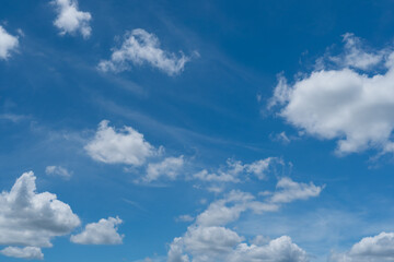 Copy space minimal concept of summer blue sky and white cloud abstract background.