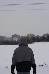man walking on the snow
