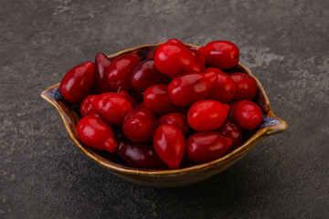 Sweet and ripe cornel berries