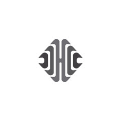 letters hc curves geometric square logo vector