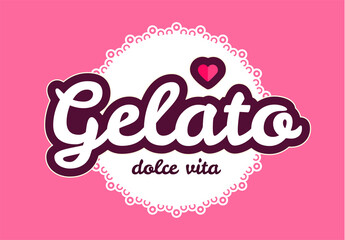 Ice Cream. Gelato. Shop and Cafe Badge.