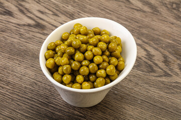 Marinated green pea in the bowl