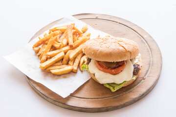 delicious hamburgers and chips