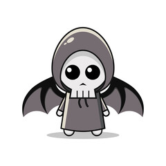 Kawaii illustration grim reaper vector graphics