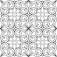 Seamless tiles background in portuguese style. Back and white mosaic background in dutch, portuguese, spanish, italian style.
