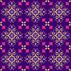 Seamless tiles background in portuguese style. Mosaic pattern for ceramic in dutch, portuguese, spanish, italian style.