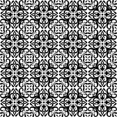 Seamless tiles background in portuguese style. Back and white mosaic background in dutch, portuguese, spanish, italian style.