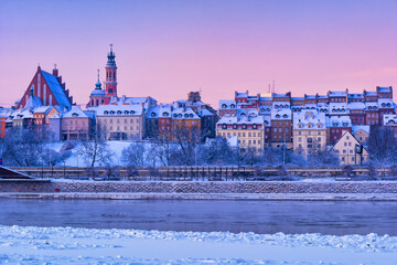 City Of Warsaw On Winter Dawn