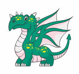 Cartoon dragon isolated on white background.