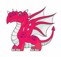 Cartoon dragon isolated on white background.