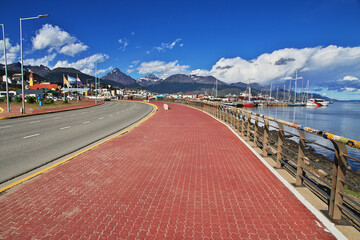 The street in Ushuaia city on Tierra del Fuego, Argentina