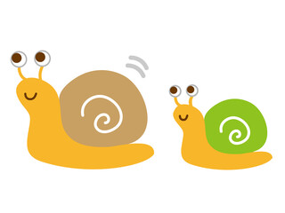 カタツムリの親子のイラスト/白背景
