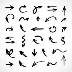 Vector set of hand-drawn arrows, elements for presentation