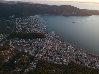 Aerial Photo, Igoumenitsa city thesprotia Epirus, Greece, port, harbor ferryboat to Corfu island and italy
