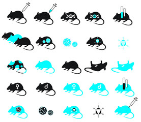 Icon set of transgenic laboratory mouse