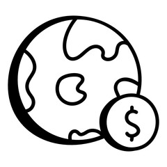 
World economy in hand drawn premium style icon 

