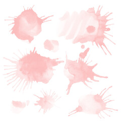 Color rose quartz, serenity watercolor blobs, isolated on white background. Shape design blank watercolor colored rounded shapes web buttons on white background.