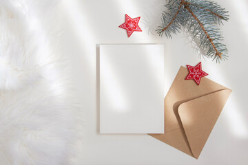 5x7 christmas card mockup with envelope and star