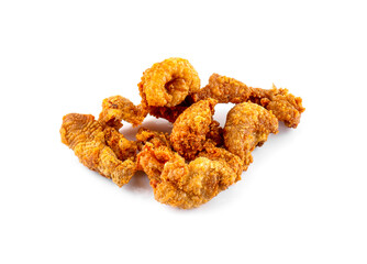 Pork rind favorite food in Thailand (Lanna) isolated on white background