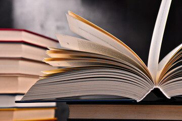 Composition with open book on the table