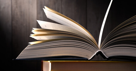 Composition with open book on the table