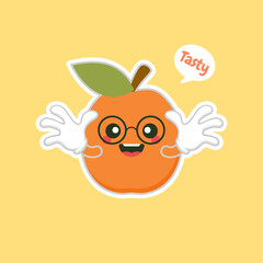 cute and kawaii apricot fruit cartoon character flat design vector illustration.
