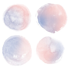 Color rose quartz, serenity watercolor blobs, isolated on white background. Shape design blank watercolor colored rounded shapes web buttons on white background.