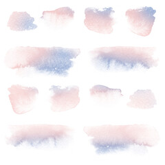 Color rose quartz, serenity watercolor blobs, isolated on white background. Shape design blank watercolor colored rounded shapes web buttons on white background.