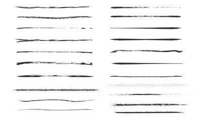 Set of artistic pen brushes.Doodles, ink brushes.Set of vector grunge brushes. Collection of strokes of markers. Set of wavy horizontal lines