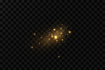 Christmas golden dust, yellow sparks and golden stars shine with a special light. Vector sparkles with sparkling magic dust particles. © blagorodez