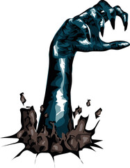 Cartoon zombie hand - stylized Halloween clip art