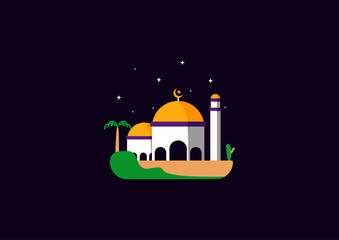 Modern Mosque Illustration. Flat art Style.