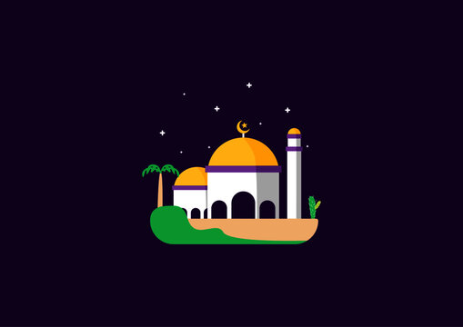 Modern Mosque Illustration. Flat art Style.