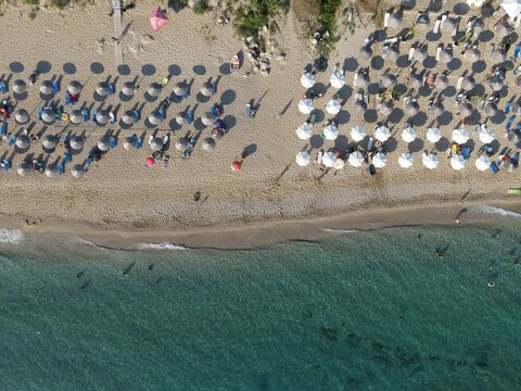 aerial view of vrachos and loutsa beaches in preveza, epirus, greece, near the town of parga tourist attraction and destination 
