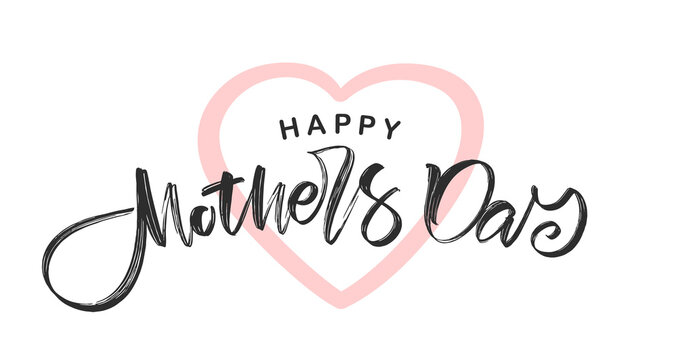 Handwritten calligraphic brush lettering of Happy Mother's Day on white background.