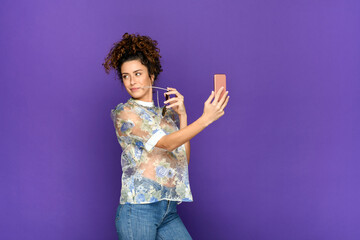 Stylish woman with sunglasses and smartphone