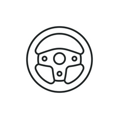 Steering wheel line icon isolated on white background. Vector illustration