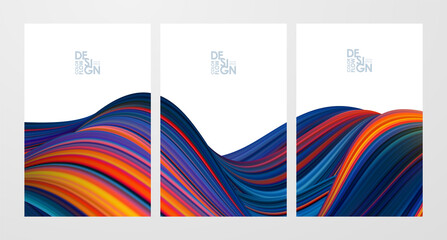 Set of three colorful flow poster backgrounds. Modern design.