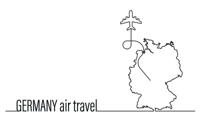 Germany air travel. Airplane route, dotted line shape and fast road,Background template with place for text,vector illustration.