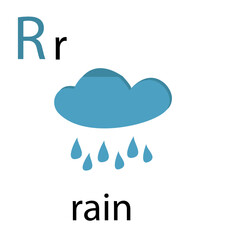 Cute and colorful alphabet letter with illustrations and words printable sheet. Printable flash card for kids education	