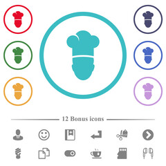 Chef flat color icons in circle shape outlines