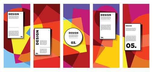 Vector vertical banner design template with colorful abstract geometric background