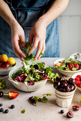 Food preparation with veggies and fruits
