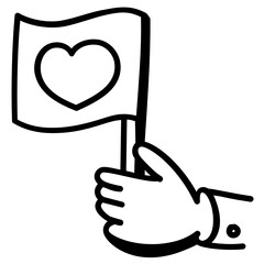 
Heart with hand symbolizing doodle icon of autism affection 


